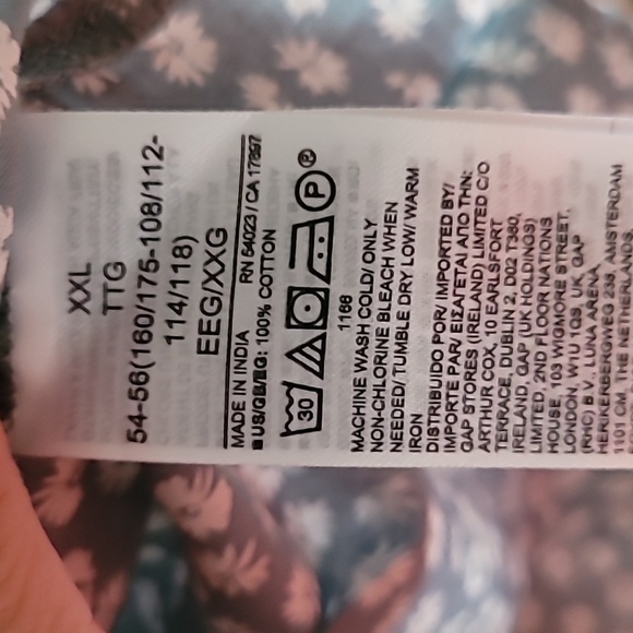 GAP Sage Green Floral and White Double Tie Front 3/4 Sleeve Peasant Blouse Top - Picture 9 of 9